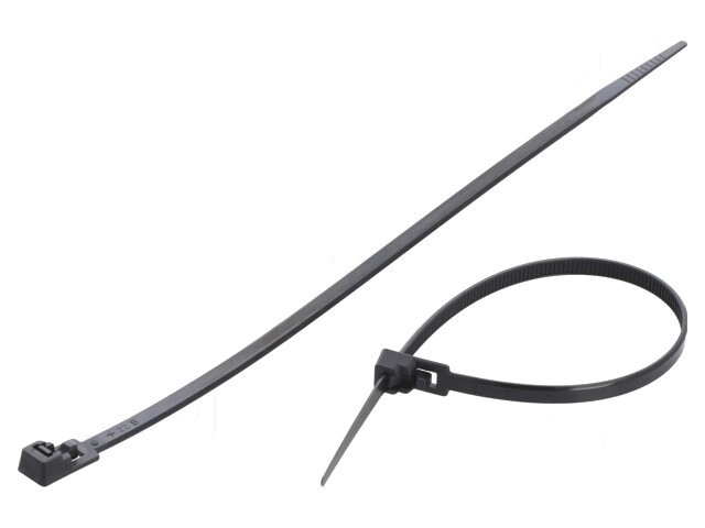Kabelbinder; losmaakbaar; L: 200mm; W: 4,8mm; polyamide; 222N; zwart Kabelbinder; losmaakbaar; L: 200mm; W: 4,8mm; polyamide; 222N; zwart